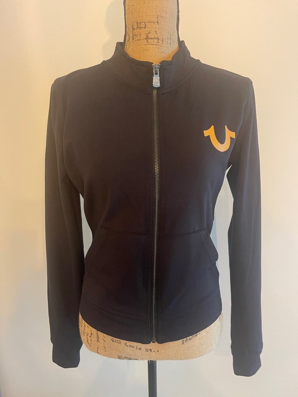 True Religion Black Performance Zip Up Size Large